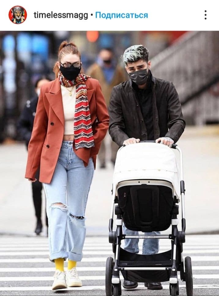 Идеальная семья: Джиджи Хадид в модном образе отправилась на прогулку с дочерью и любимым